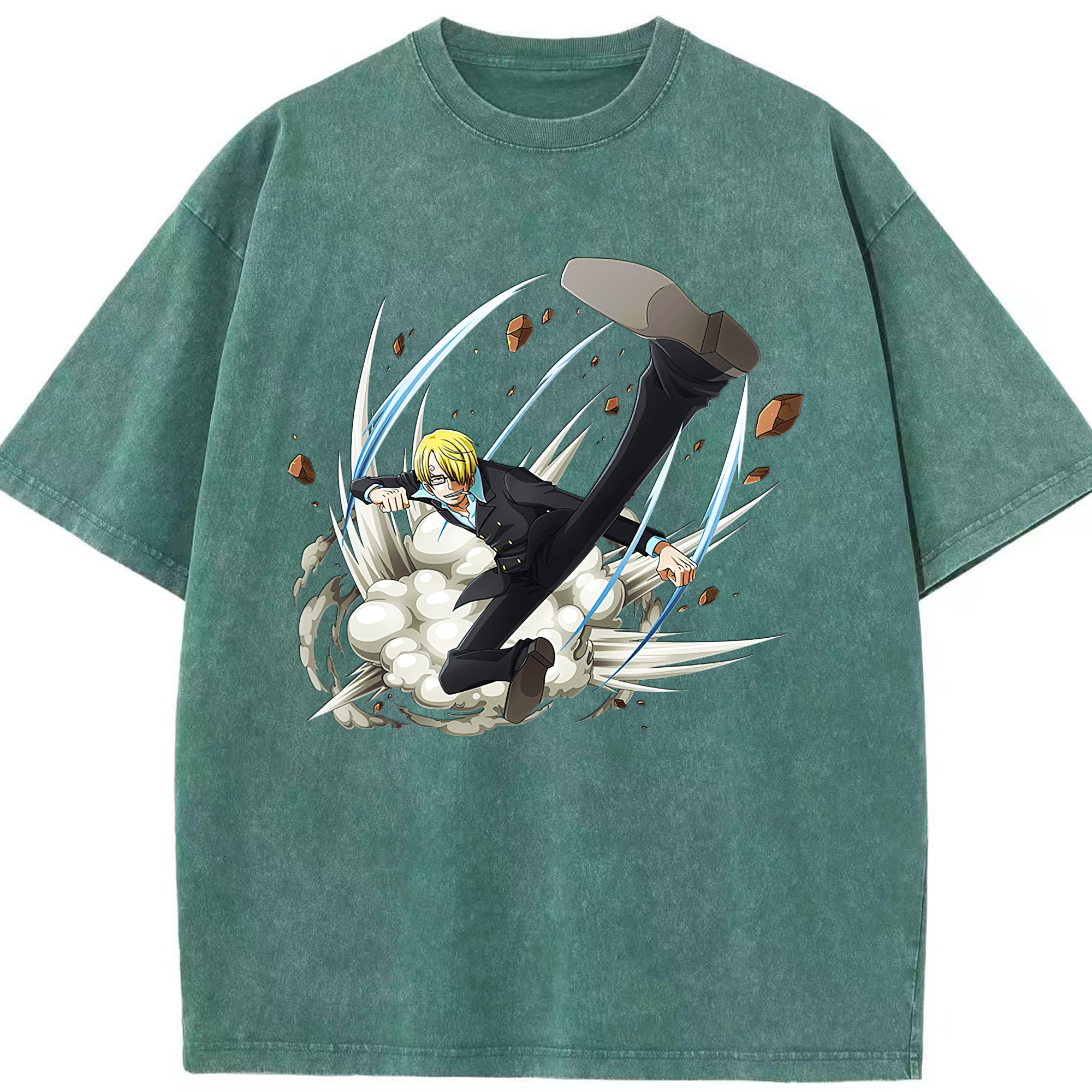 （画像用） ワンピース サンジ ONE PIECE Sanji 綿100% ヴィンテージ風 半袖Tシャツ（フロントプリント）